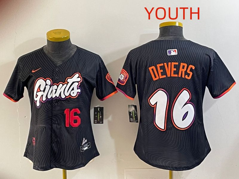 Youth 2025 San Francisco Giants #16 Devers Black Joint Name Nike MLB Jersey style 09->st.louis cardinals->MLB Jersey